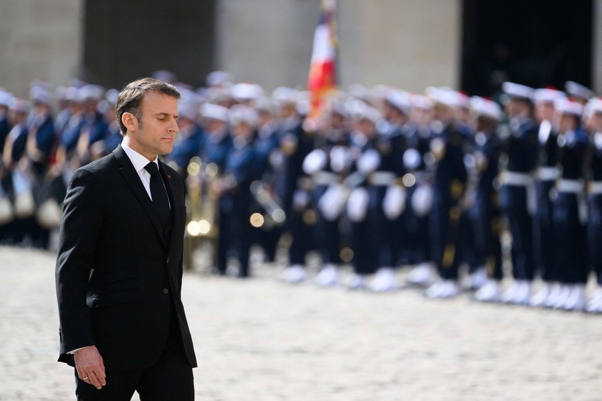 Philippe De Gaulle National Tribute Ceremony - Paris French President Emmanuel Macron during a national tribute ceremony to late French politician and admiral, Philippe de Gaulle, the son of Charles d ...