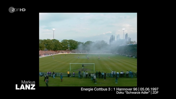 Ausschnitt aus dem Spiel Cottbus gegen Hannover aus dem Jahr 1997.
