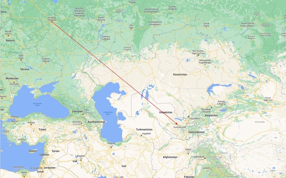 Von Moskau bis ins usbekische Samarkand: Das ist die Fluchtroute von Maria.