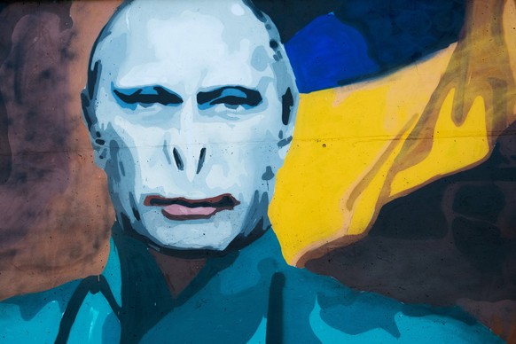Wladimir Putin als "Harry Potter"-Bösewicht Voldemort, auf einem Graffito in polnischen Danzig. 