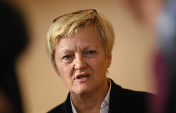 KARLSRUHE, GERMANY - JANUARY 17: Renate Kuenast of the German Greens Party (Buendnis90/Die Gruenen) speaks to the media at the German Federal Constitutional Court (Bundesverfassungsgericht) after the  ...