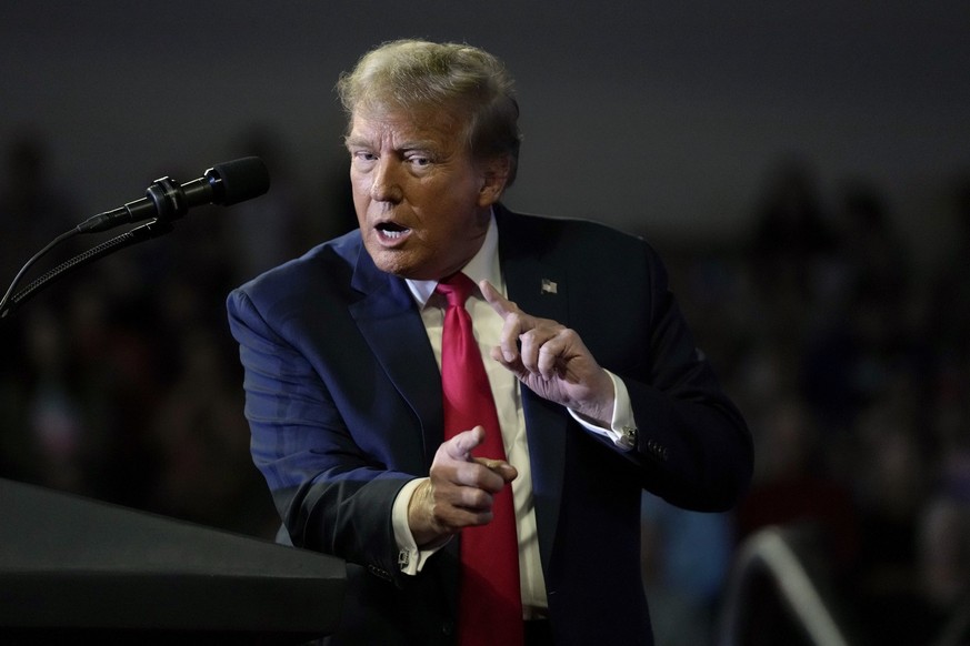 Republican presidential candidate former President Donald Trump speaks at a Get Out The Vote rally at Coastal Carolina University in Conway, S.C., Saturday, Feb. 10, 2024. (AP Photo/Manuel Balce Cenet ...