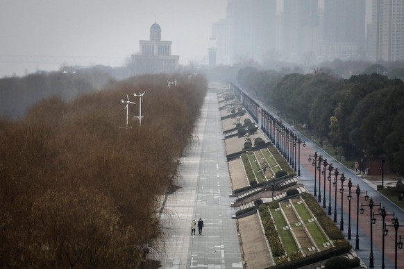 Die chinesische Metropole Wuhan Ende Januar, in den ersten Tagen des Lockdowns.