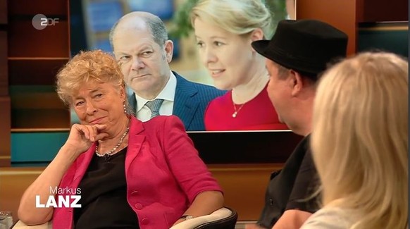 Gesine Schwan am Dienstagabend bei Lanz: Im Hintergrund der SPD-Finanzminister Olaf Scholz und Familienministerin Franziska Giffey – der eine will SPD-Chef werden, die andere verzichtet.