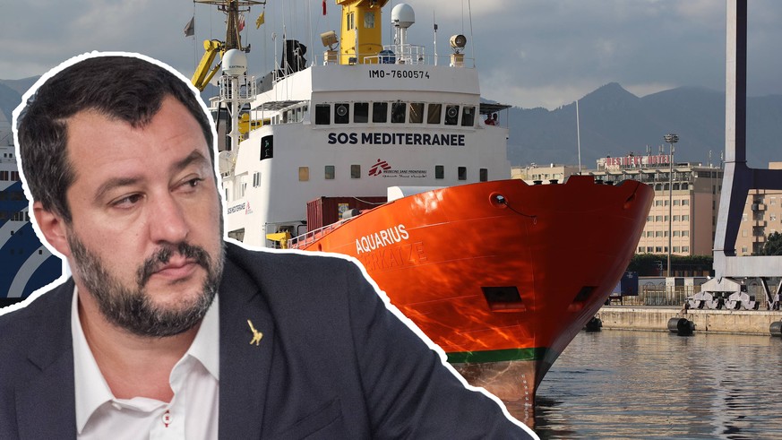 Dem rechten italienischen Innenminister Salvini ist die Arbeit der Flüchtlingsretter von der "Aquarius" ein Dorn im Auge.&nbsp;