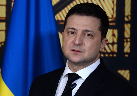 Belgium EU Eastern Partnership Summit 6722189 15.12.2021 Ukrainian President Volodymyr Zelensky speaks during the Eastern Partnership summit at the European Council Building in Brussels, Belgium. Alex ...