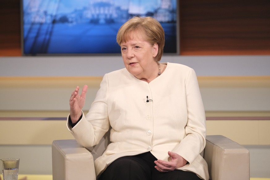 28.03.2021, Berlin: Bundeskanzlerin Angela Merkel (CDU) ist zu Gast in der ARD-Talksendung &quot;Anne Will&quot;. Foto: Wolfgang Borrs/NDR/dpa - ACHTUNG: Nur zur redaktionellen Verwendung im Zusammenh ...