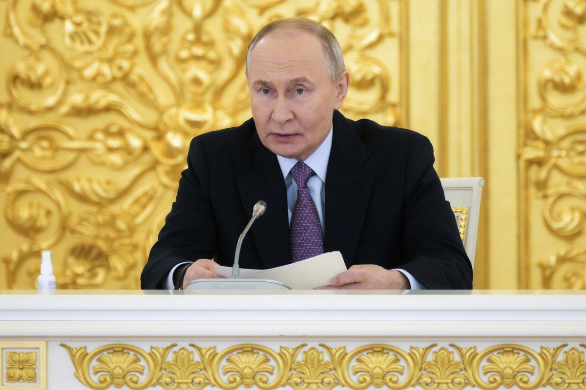 Russian President Vladimir Putin holds a meeting of the Presidential Council for Strategic Development and National Projects at the Kremlin in Moscow, Russia, Thursday, Dec. 5, 2024. (Vladimir Astapko ...
