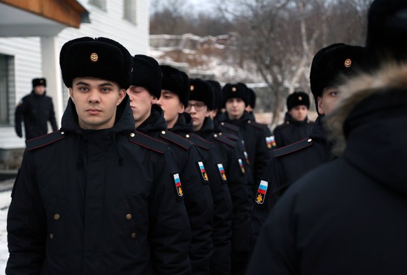 Russia Defence Conscription 8315125 11.11.2022 Young men conscripted for military service in the Russian Navy stand in formation outside the regional reception and technical commission of the Northern ...