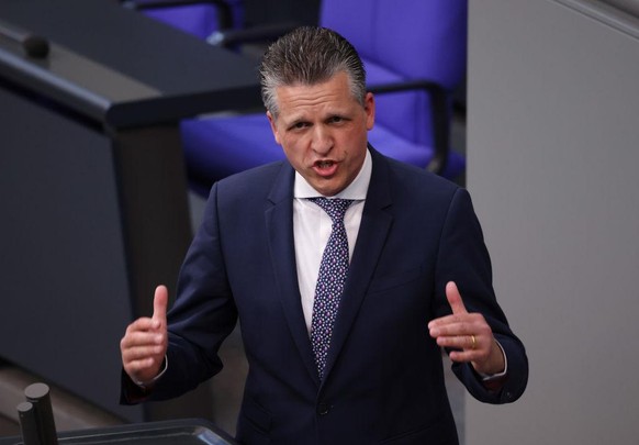 BERLIN, GERMANY - MAY 06: Thorsten Frei of the CDU/CSU Bundestag faction speaks during debates at the Bundestag on legislation that will afford liberties to people who have been fully vaccinated again ...