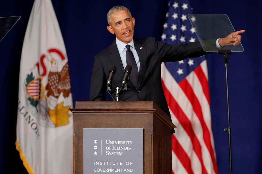 Former U.S. President Barack Obama speaks at the University of Illinois Urbana-Champaign in Urbana, Illinois, U.S., September 7, 2018. REUTERS/John Gress