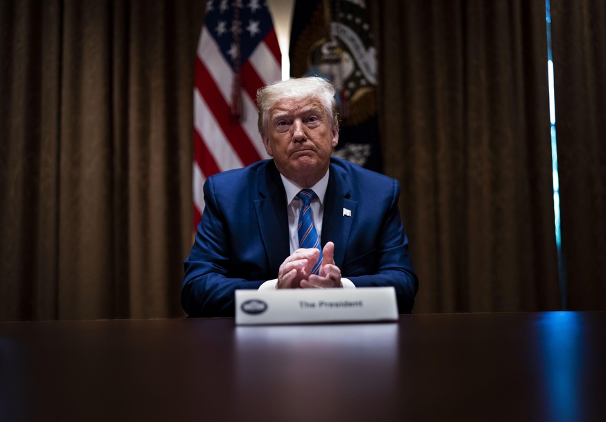 WASHINGTON, DC - JUNE 15: U.S. President Donald Trump listens during a roundtable on “Fighting for America’s Seniors” at the Cabinet Room of the White House June 15, 2020 in Washington, DC. President  ...