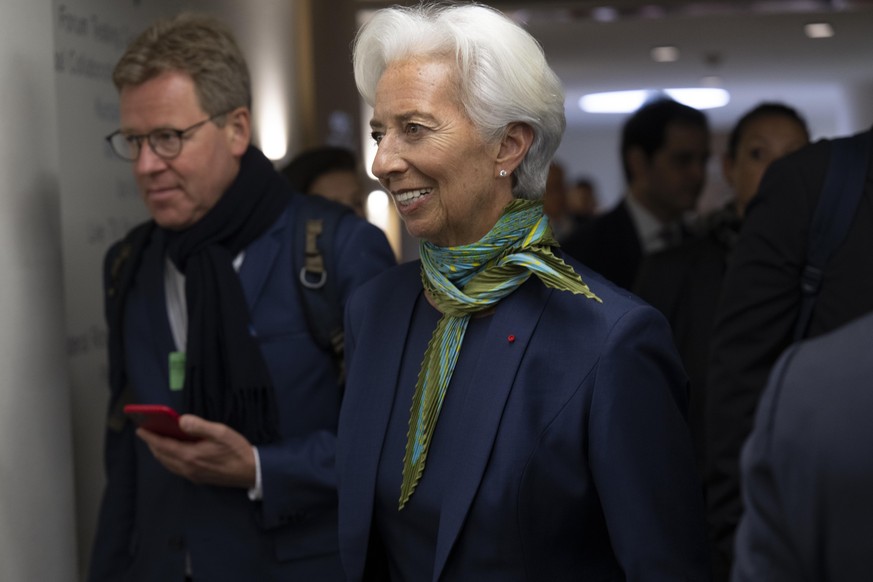 Christine Lagarde, President of the European Central Bank, pictured at the 51st annual meeting of the World Economic Forum, WEF, on Tuesday, May 24, 2022, in Davos, Switzerland. The forum has been pos ...