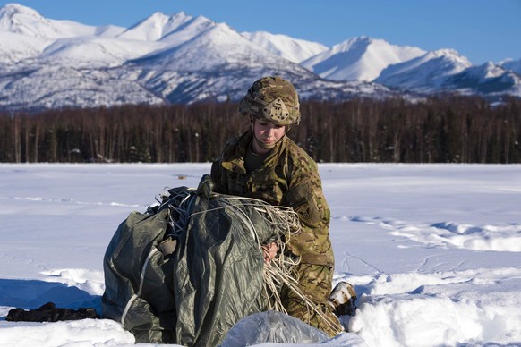 March 7, 2023 - Joint Base Elmendorf-Richardson, Alaska, USA - U.S. Army Spc. Jalyn Spohn, a paratrooper assigned to the 725th Brigade Support Battalion Airborne, 2nd Infantry Brigade Combat Team Airb ...