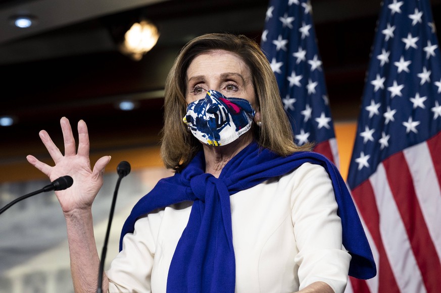 November 18, 2020, Washington, District of Columbia, USA: House Speaker NANCY PELOSI D-CA speaking at a press conference of the House Democratic Leadership. Washington USA - ZUMAb161 20201118_zap_b161 ...