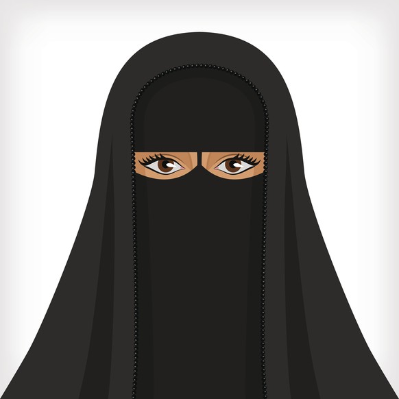 Beautiful muslim woman in black niqab - vector illustration. eps 8