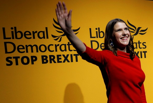 FILE PHOTO: Jo Swinson reacts after being announced as the new leader of the Liberal Democrats party in London, Britain July 22, 2019. REUTERS/Peter Nicholls/File Photo