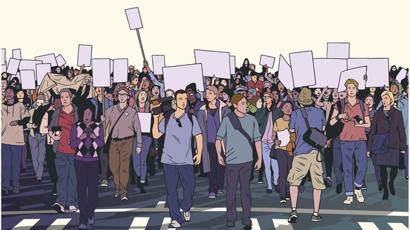 Styliezd drawing of demonstrating crowd