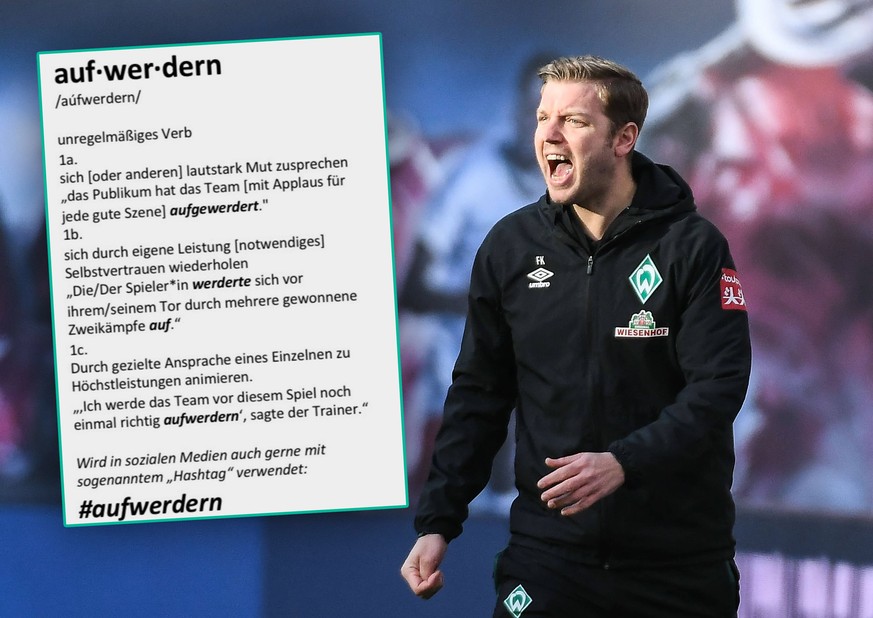 15.02.2020, xmhx, Fussball 1.Bundesliga, RB Leipzig - SV Werder Bremen emspor, v.l. Florian Kohfeldt Trainer Werder Bremen ruft, schreit, gibt Anweisungen DFL/DFB REGULATIONS PROHIBIT ANY USE OF PHOTO ...