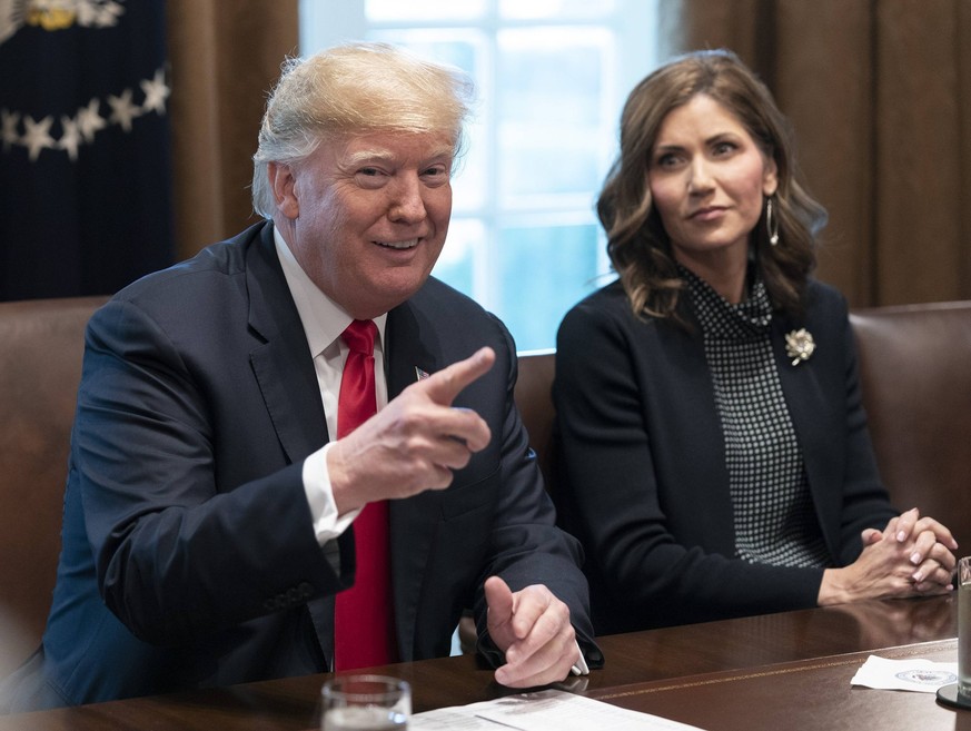 United States President Donald J. Trump meets with governors-elect at the White House in Washington, DC on December 13, 2018. Seated right is Governor- elect Kristi Noem of South Dakota. PUBLICATIONxI ...