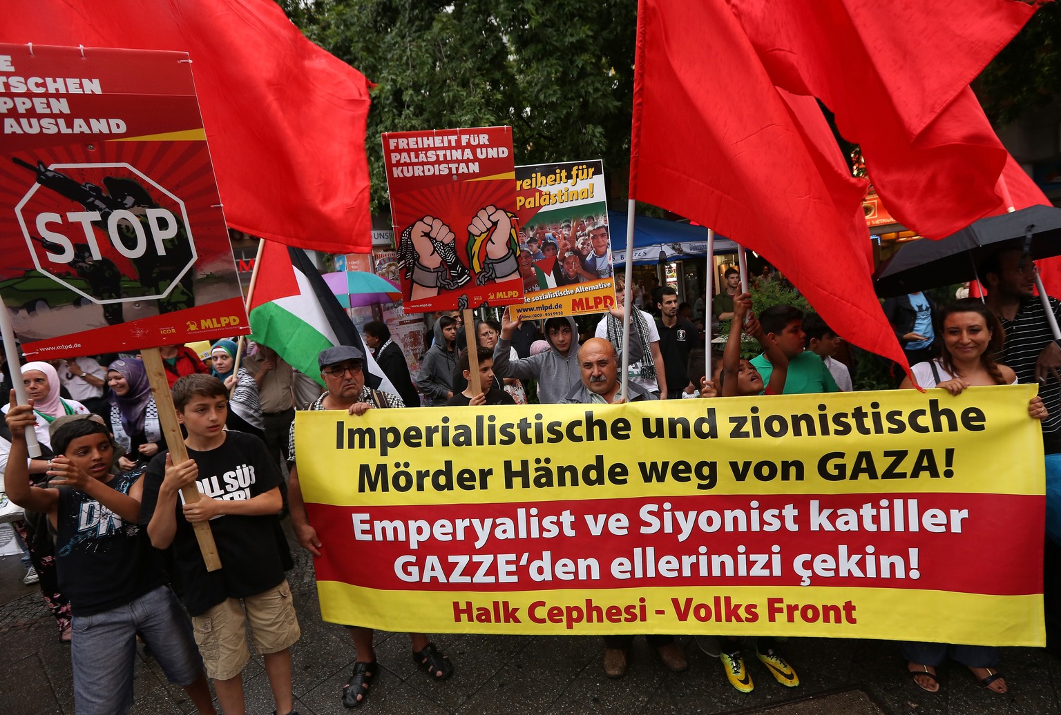 Proteste von propalästinensischen Gruppen in Berlin (2014).