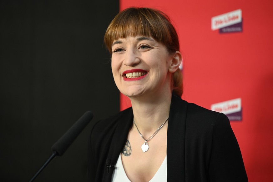 10.02.2025, Berlin: Heidi Reichinnek, Gruppenvorsitzende der Linken, spricht rund um die Sitzung ihrer Gruppe im Bundestag. Foto: Sarah Knorr/dpa +++ dpa-Bildfunk +++