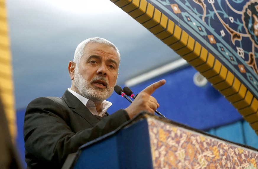 Hamas Chief Ismail Haniyeh Killed In Iran File photo - Palestinian Hamas movement leader Ismail Haniyeh addresssing the crowd during a prayer for slain Iranian military commander Qasem Soleimani in Te ...