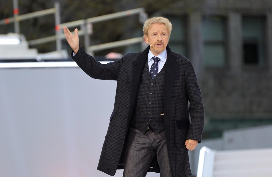 ESSEN, GERMANY - APRIL 13: Thomas Gottschalk performs on stage during the musical play &quot;Die Passion&quot; at castle square on April 13, 2022 in Essen, Germany. (Photo by Joshua Sammer/Getty Image ...