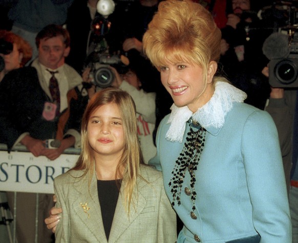 FILE - Ivana Trump is shown with two of her children, Ivanka, left, and Eric, as Riccardo Mazzucchelli looks on in October 1993. Ivana Trump, the first wife of Donald Trump, has died in New York City, ...