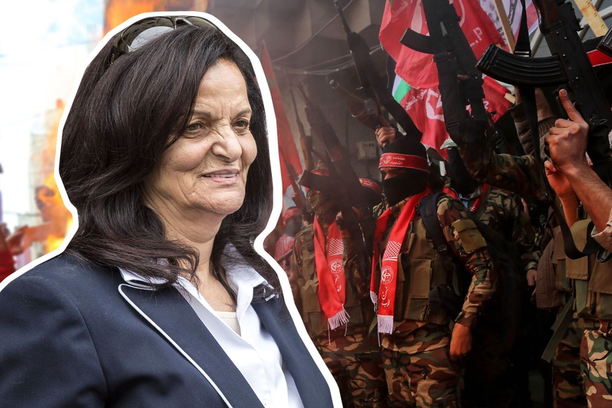 Links: Rasmea Odeh, die 1970 wegen ihrer Beteiligung an zwei Anschlägen der PFLP verurteilt wurde. Rechts: PFLP-Kämpfer bei einer Demo in Gaza-Stadt 2017.