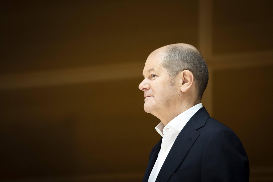 Olaf Scholz, Kanzlerkandidat der SPD, aufgenommen im Rahmen der SPD Jahresauftaktklausur des Parteivorstandes. Zukunft fuer Dich. Sozial. Digital. Klimaneutral. Berlin, 07.02.2021. Berlin Deutschland  ...