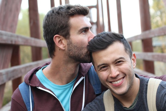 Gay couple enjoying a hike.