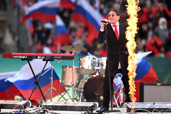 Russia Military Support Concert 8375732 22.02.2023 Singer Grigory Leps performs during a concert dedicated to Russian servicemen taking part in the military operation in Ukraine on the eve of Defender ...