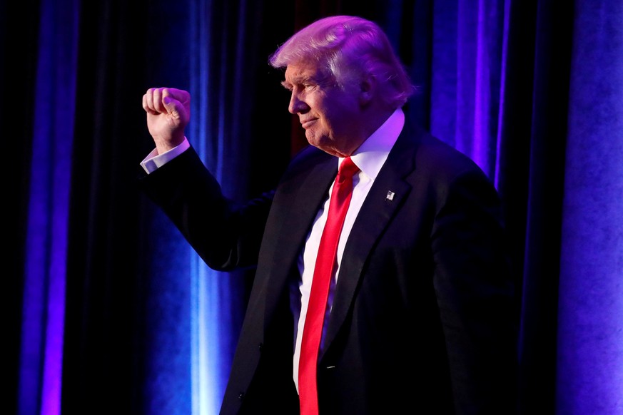 FILE PHOTO: Republican presidential nominee Donald Trump arrives for his election night rally at the New York Hilton Midtown in Manhattan, New York, U.S., November 9, 2016. REUTERS/Andrew Kelly/File P ...