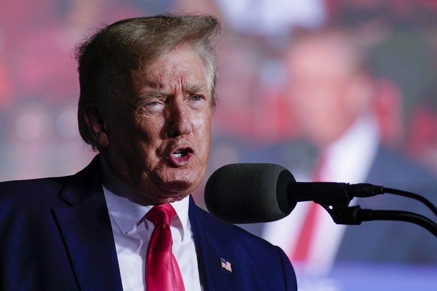 FILE - Former President Donald Trump speaks at a rally Friday, Aug. 5, 2022, in Waukesha, Wis. The National Archives and Records Administration recovered 100 documents bearing classified markings, tot ...