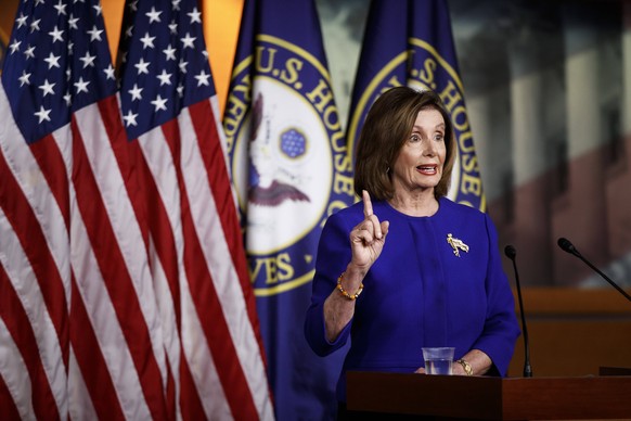 200109 -- WASHINGTON, Jan. 9, 2020 -- U.S. House Speaker Nancy Pelosi speaks during a press conference on the Capitol Hill in Washington D.C., the United States, on Jan. 9, 2020. Nancy Pelosi, who is  ...