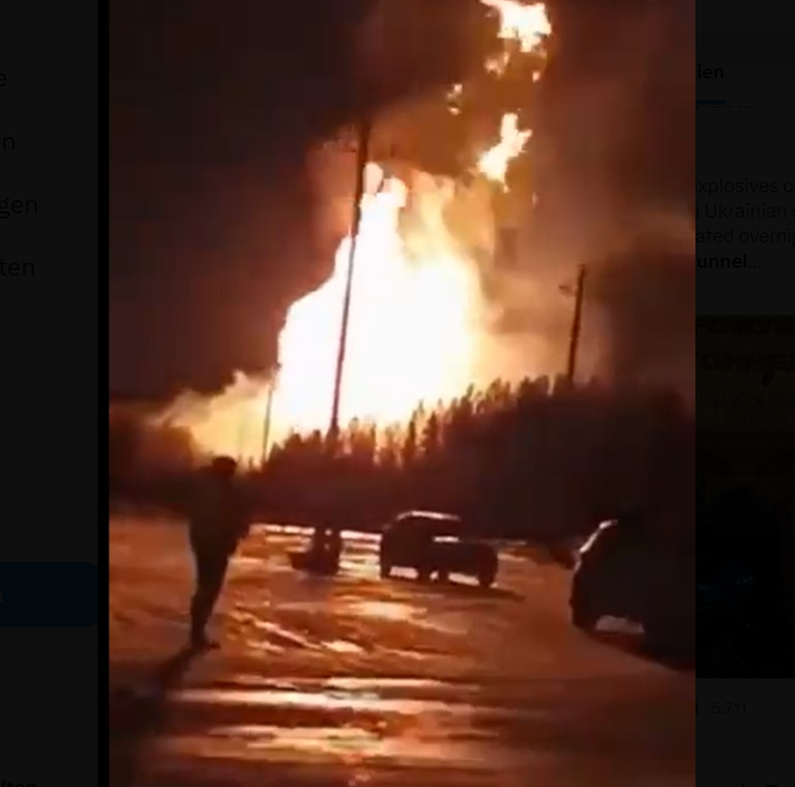 Ein Screenshot eines Videos, das angeblich einen Angriff des ukrainischen Geheimdiensts in Russland zeigt.