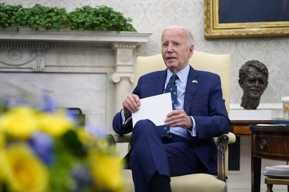 President Joe Biden meets with Ukraine&#039;s President Volodymyr Zelenskyy in the Oval Office of the White House in Washington, Thursday, Sept. 26, 2024. (AP Photo/Susan Walsh)