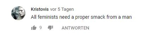 "Alle Feministinnen brauchen eine ordentliche Klatsche von einem Mann."