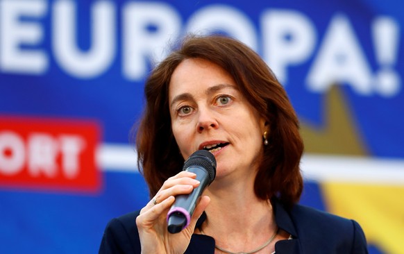 German Justice Minister and Social Democratic Party top candidate for the upcoming European Parliament election Katarina Barley delivers a speech during an EU election campaign rally in Saarbruecken,  ...