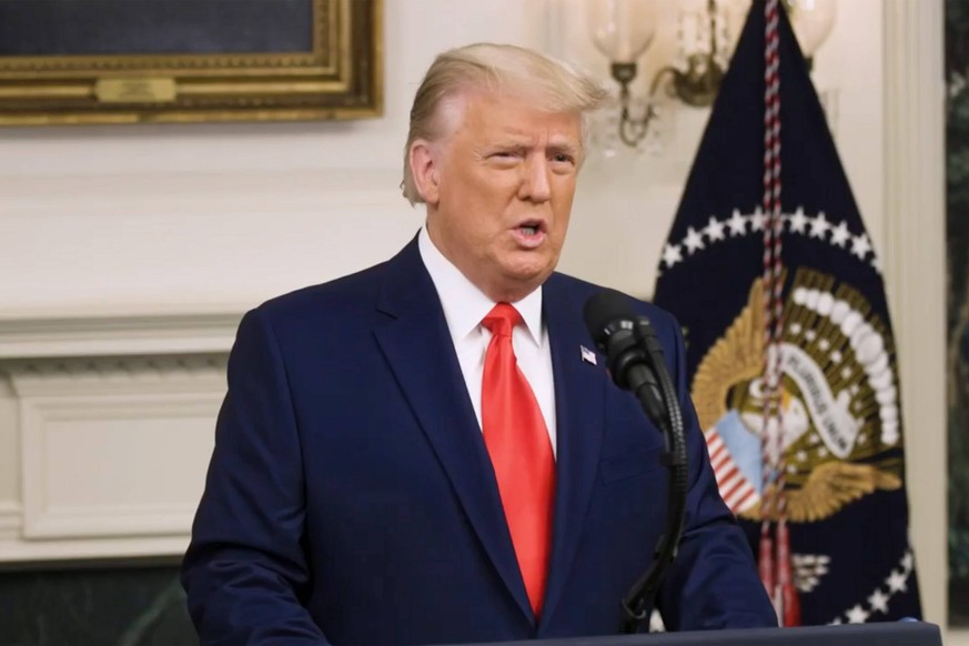 In this frame grab from Facebook, President Donald J. Trump rants about the election results in a video recorded at the White House without an audience on Wednesday, December 2, 2020. No press were al ...