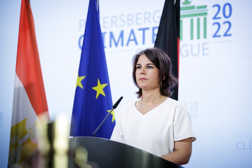 Bundesaußenministern Annalena Baerbock während einer Pressekonferenz auf dem Petersberger Klimadialog.