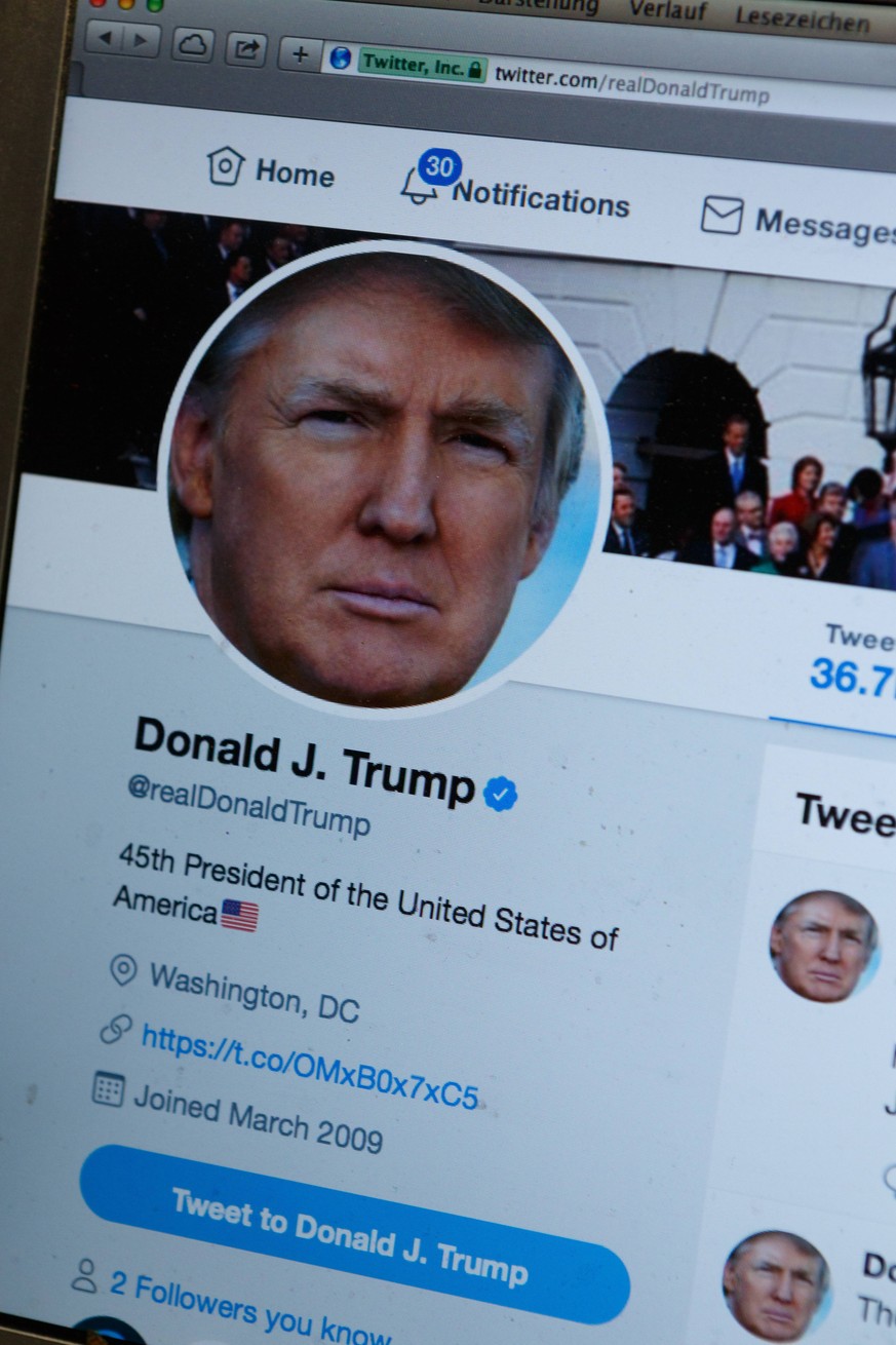 Kurznachrichtendienst Twitter: Twitter Profil Donald Trump, Pr