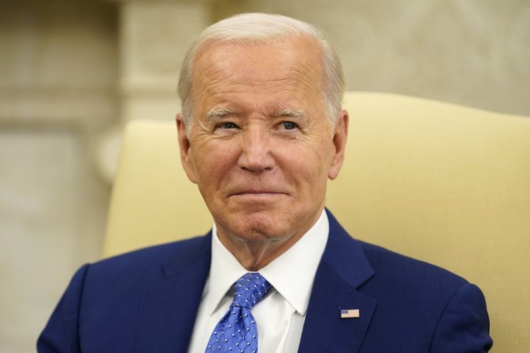 President Joe Biden listens as he meets with Swedish Prime Minister Ulf Kristersson in the Oval Office of the White House, Wednesday, July 5, 2023, in Washington. (AP Photo/Evan Vucci)