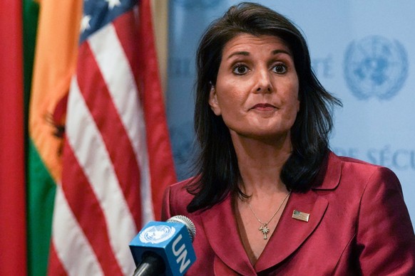 FILE PHOTO: U.S. Ambassador to the United Nations Nikki Haley speaks during a news conference at U.N. headquarters in Manhattan, New York, U.S., September 20, 2018. REUTERS/Jeenah Moon/File Photo