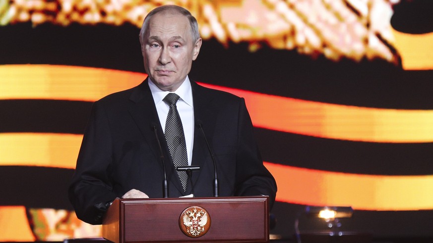 Russian President Vladimir Putin delivers his speech as he attends commemorations marking the 80th anniversary of the Soviet victory in the battle of Stalingrad in the southern Russian city of Volgogr ...