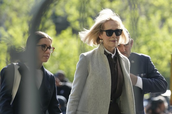 FILE - E. Jean Carroll arrives to a courthouse in New York, Tuesday, April 25, 2023. Columnist Carroll, who won a $5 million sexual abuse and defamation award against former President Donald Trump, fi ...