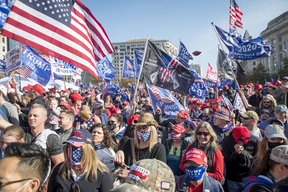 November 14, 2020, Washington, District of Columbia, USA: Thousands of people take part in a pro-Trump MAGA rally march on Pennsylvania Avenue, Northwest from Freedom Plaza to the United States Suprem ...