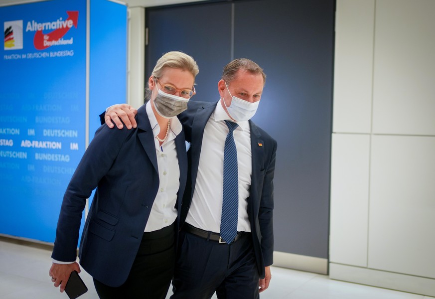 AfD-Fraktionschefin Alice Weidel und Co-Parteichef Tino Chrupalla waren die Spitzenkandidierenden der Partei bei der Bundestagswahl 2021.