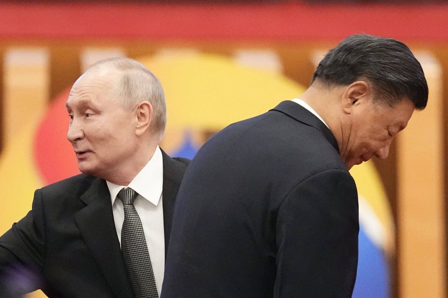 Belt and Road int l forum in Beijing Russian President Vladimir Putin L and Chinese President Xi Jinping are pictured during an international forum on Beijing s Belt and Road initiative at the Great H ...